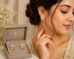 Elegant Pink Flower Crystal Earrings for Women