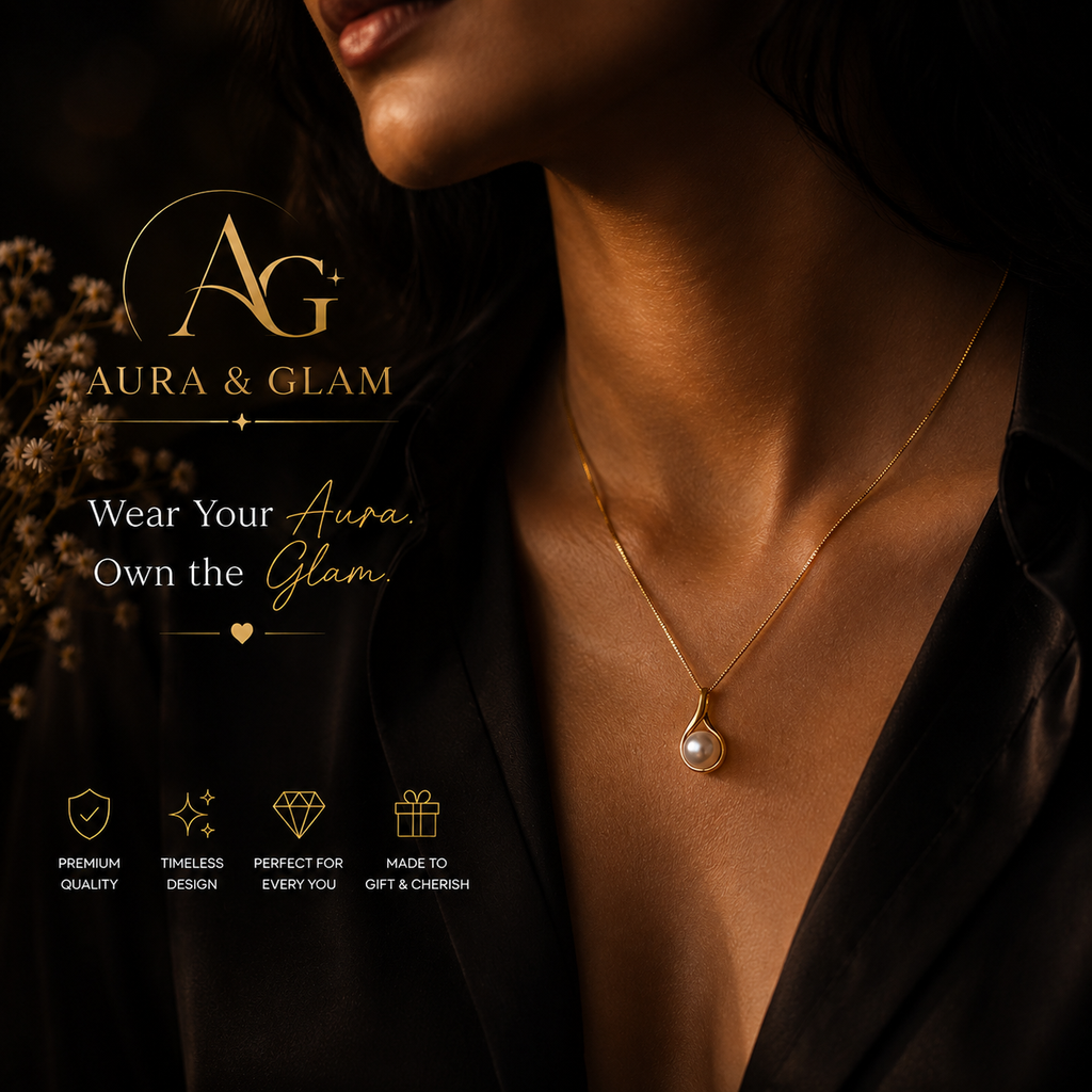 Elegant Pearl Teardrop Pendant Necklace – Gold Finish
