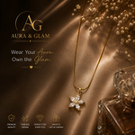 Elegant Crystal Flower Pendant Necklace – Gold Finish