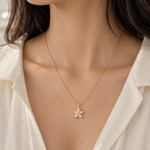 Elegant Crystal Flower Pendant Necklace – Gold Finish