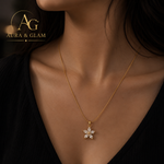 Elegant Crystal Flower Pendant Necklace – Gold Finish