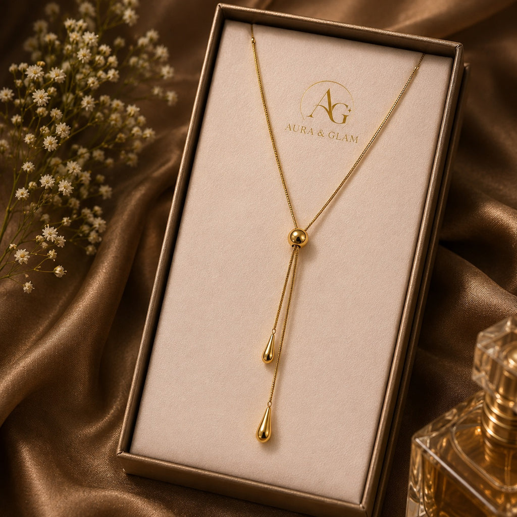 Elegant Double Chain Bolo Necklace – Gold Finish